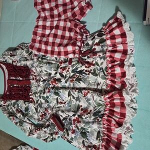 Sweet Honey 10y Red and White Floral Nightgown  Dress with Bloomers